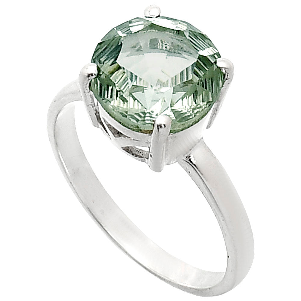 Fancy Cut Premium Prasiolite (Green Amethyst) Ring size-7.5 R-1019 16-ER10172