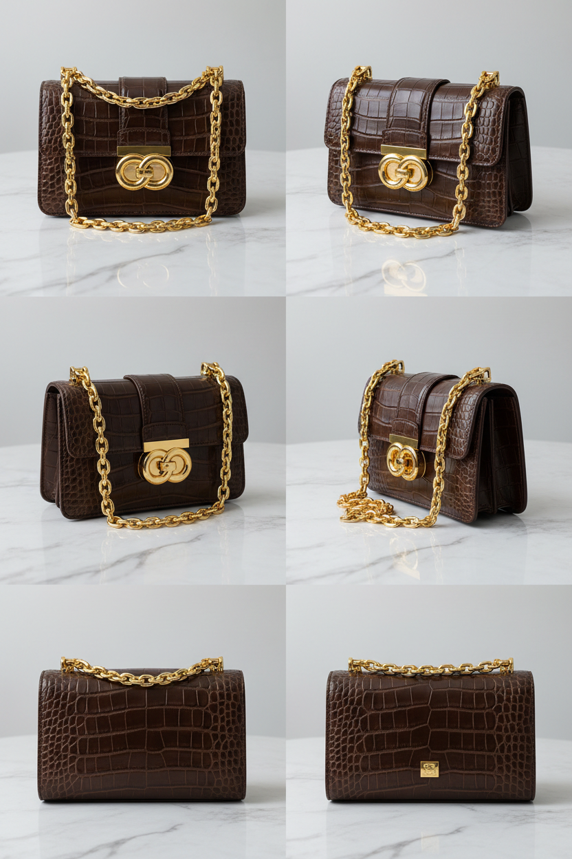 Signature Croc-Embossed Leather Handbag